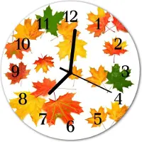 Tulup Glasuhr Wanduhr Küchenuhr Echt-Glas 30fi cm Laub orange