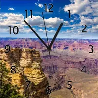 Wallario Design Wanduhr Felsenschlucht im Grand Canyon Park Arizona aus Echtglas, Größe 30 x 30 cm