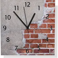 Wallario Design Wanduhr Steinwand rote Ziegelsteine mit Putz aus Aluverbund, Größe 30 x 30 cm