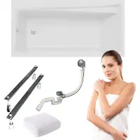 For you Aqua | Polimat Badewanne Elza - 150x70cm - Ergonomische Ablage - Mit Siphon - Mit Füßen