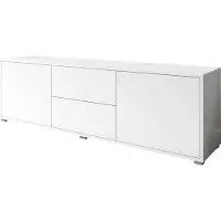 Mirjan 24 TV Lowboard Gesita 2D2SZ, Fernsehschrank mit 2 Schubladen und 2 Türen, Griffloses Öffnungssystem, Fernsehtisch (Farbe: Weiß)