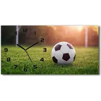 Tulup Wanduhr aus Glas – 60x30 cm - Glasbild - Glasuhr - Gehärtetes Glas - schwarze-zeiger - Fußball