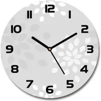 Tulup Wanduhr aus Glas 30fi Glasbild Glasuhr Gehärtetes Glas - schwarze-zeiger - Floral pattern