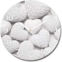 Tulup Wanduhr aus Glas 30fi Glasbild Glasuhr Gehärtetes Glas - weisse-zeiger - White background with hearts