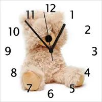 Wallario Design Wanduhr Süßer Teddybär aus Echtglas, Größe 30 x 30 cm
