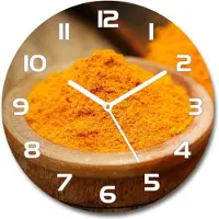 Tulup Wanduhr aus Glas 30fi Glasbild Glasuhr Gehärtetes Glas - weisse-zeiger - Turmeric spice