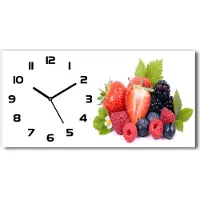 Tulup Wanduhr aus Glas – 60x30 cm - Glasbild - Glasuhr - Gehärtetes Glas - schwarze-zeiger - Waldfrüchte