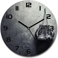Tulup Wanduhr aus Glas 30fi Glasbild Glasuhr Gehärtetes Glas - schwarze-zeiger - Boxing gloves