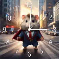 Wallario Design Wanduhr Super-Hamster aus Echtglas, Größe 30 x 30 cm