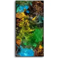 Coloray Wohnzimmer-Bild Leinwand Uhr 30x60 abstraktes psychedelisches Aquarell - schwarze Hände