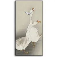 Coloray Dekor Leinwand Uhr Wandbilder Geräuschlos 30x60 Gemälde Tier Vögel Gänse Kunst - weiße Hände