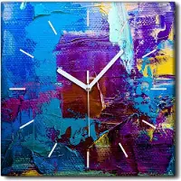 Coloray Uhr auf Leinwand 30x30 cm Wand Uhr Dekoration Wohnzimmer Segeltuch weiße Zeiger -Abstraktionskunst