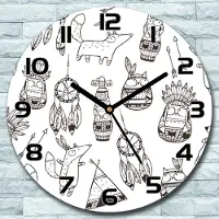 Coloray Wanduhr aus Glas Rund fi 30 Cartoon-Tiere Indischen Stil Deko Wohnzimmer Büro