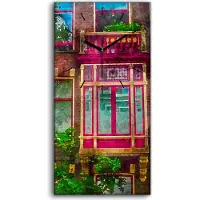 Coloray Wanduhr Bürouhr Leinwand Bild Geräuschlos 30x60 Architektur Haus Fenster - schwarze Hände