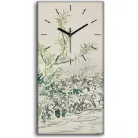 Coloray Küchenuhr Bürouhr Leinwand Uhr 30x60 Malerei Asiatische Zweige Abstrakte Kunst - schwarze Hände