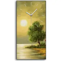 Coloray Küche Wohnzimmer Wand Leinwand Uhr 30x60 Mond Meer Landschaft Digitale Kunst - weiße Hände
