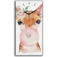 Coloray Leinwand Uhr Küche Wohnzimmer Bild 30x60 Tiere Bubblegum Fuchs Lieber Waschbär - schwarze Hände