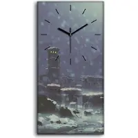 Coloray Wandbild Leinwand Bilder Wanduhr 30x60 Kunst Winter Gefängnis Landschaft - schwarze Hände