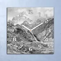 Coloray Deko Glasuhr Wanduhr 30x30 Alpen Landschaft Quarz Küchenuhr Bürouhr