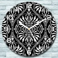 Coloray Wanduhr aus Glas Rund fi 30 s Damast Quarz Deko Schlafzimmer Büro