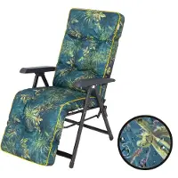 Bjird Liegenauflage Auflage für Gartenstuhl mit Fußstütze, Auflage für Gartenliege Liegestuhl mit mit Bindebänder und Gummi-Befestigungsbänder - 160 x 50 cm, Grünes Gras