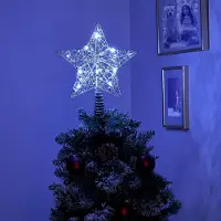Northpoint LED Tannenbaumspitze mit Befestigungsclip und Timerfunktion 3000K Metall silber kaltweiß