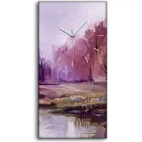 Coloray Leinwand Wanduhr Wandkunst Uhr Geräuschlos 30x60 Malerei Wald Bäume Wasser Kunst - weiße Hände