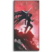 Coloray Wandbild Leinwand Bilder mit Uhr 30x60 Kunst schwarzer Teufel der auf Ruinen - weiße Hände