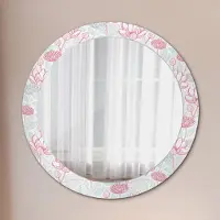 Coloray Ø80cm Spiegel - Glasrahmen mit Aufdruck - Wandspiegel Schlafzimmer - Blumen