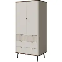 TKmoebel 2-türiger Kleiderschrank Marly 01 Kaschmir/Walnuss
