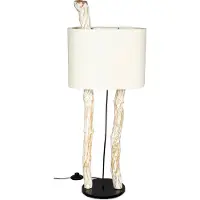 Levandeo Stehlampe Höhe 95cm Treibholz Stehleuchte Holz Lampe Teakholz Weiß Braun Deko