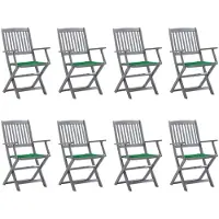 The Living Store Klappbare Gartenstühle 8 Stk. mit Kissen Massivholz Akazie