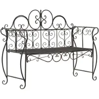CLP Gartenbank Minna, romantische Metallbank im Jugendstil mit Armlehnen, Parkbank ideal für Garten, Terrasse und Balkon, 180 kg belastbar, Farbe: bronze