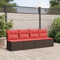 Syfax | Garten-Sofa | mit Kissen Braun 227 x 62 x 69 cm Poly-Rattan