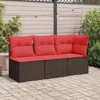 Syfax Garten-Ecksofa mit Kissen Braun Poly Rattan
