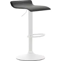 CLP Barhocker Dyn V2 mit Kunstlederbezug I Thekenhocker Mit Fußstütze I Tresenhocker Mit Trompetenfuß I Barstuhl Höhenverstellbar, Farbe: schwarz, Gestellfarbe: weiß