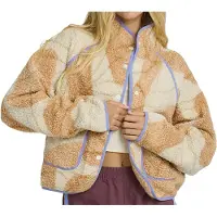 Billabong - Fleece mit Reißverschluss aus Sherpa - Dawney Snap Up Fleece White Cap für Damen - Größe L - Beige