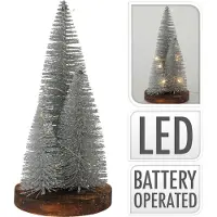 Koopman Künstlicher Weihnachtsbaum 30cm mit LED und Timer - Silberne Deko Spielzeug