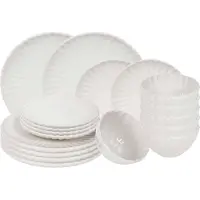 Cookinglife Geschirrset Flower White 18-teilig / 6 Personen - 6 Speiseteller, 6 Frühstücksteller und 6 Schalen