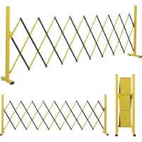 Mendler Alu Absperrgitter HWC-B34, Scherengitter Zaun Schutzgitter ausziehbar, 103x32-265cm gelb-schwarz