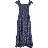 Apricot Midikleid Damen Viskose blau gemustert, 38 843522-0001-00380