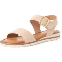Tamaris Damen Sandale Leder sportliche Laufsohle TOUCHit Fußbett 1-28133-44, Größe:37 EU, Farbe:Beige