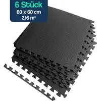 Hulser Fitness Puzzlematte - 60 x 60 x 1,2 cm - 6 Stück - 2,16 m2 - Bodenschutzmatten - Fitnessmatte Unterlegmatten Schutzmatten