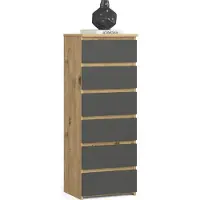 Akord Kommode CL6 Eiche Artisan 40 cm 6 Schubladen Front Graphitgrau B40 x H109 x T35 cm