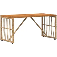 Syfax Tisch für Outdoor Natur 80 x 40 x 40 cm Stahl und Poly Rattan