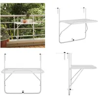 vidaXL Balkontisch Weiß 60x40 cm Stahl - Balkontisch - Balkontische - Hängetisch - Balkon Bartisch