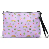 Mr. & Mrs. Panda Damenhandtasche Blume Kleeblatt - Violett - Geschenk, Umzug, Tasche, Handtasche Damen, Pflanzen, Motivation, Umhängetasche, Jobwechsel, Glücksbringer