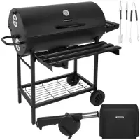 Kaminer 27315 Gartengrill mit Rollen für Holzkohle, 108 x 67 x 96 cm, mit Thermometer