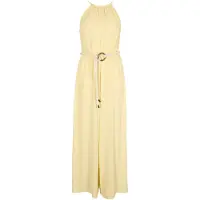 Apricot Jumpsuit "Jumpsuit", Damen, Gr. L (40), N-Gr, gelb, gewebt, Obermaterial: 80% Viskose LENZING ECOVERO CV LenzEcov. 20% Leinen LI., uni, Lang, Overalls Jumpsuit, mit weitem Bein