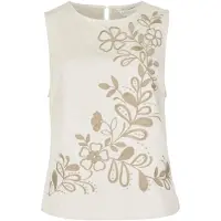 Apricot Tanktop "Denim-Oberteil" Gr. 40, beige (stein), Tops, Damen, L (40), gewebt, Obermaterial: 80% Baumwolle CO. 20% Leinen LI., uni, Tanktop, mit Blumenstickerei